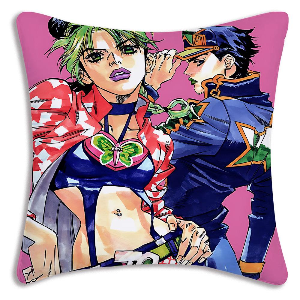 Cute JoJos Bizarre A-Adventure Pillow Covers Cartoon Sofa Decorative Home Double-sided Printing Short Plush Cute Cushion Cover
