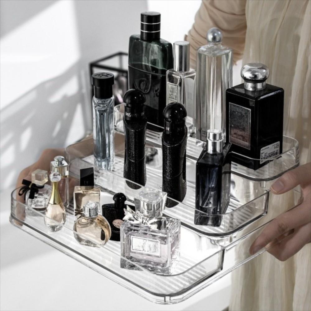3 Tier Desktop Perfume Shelf PET Skin Care Product Storage Rack Bathroom Makeup Organizer Home