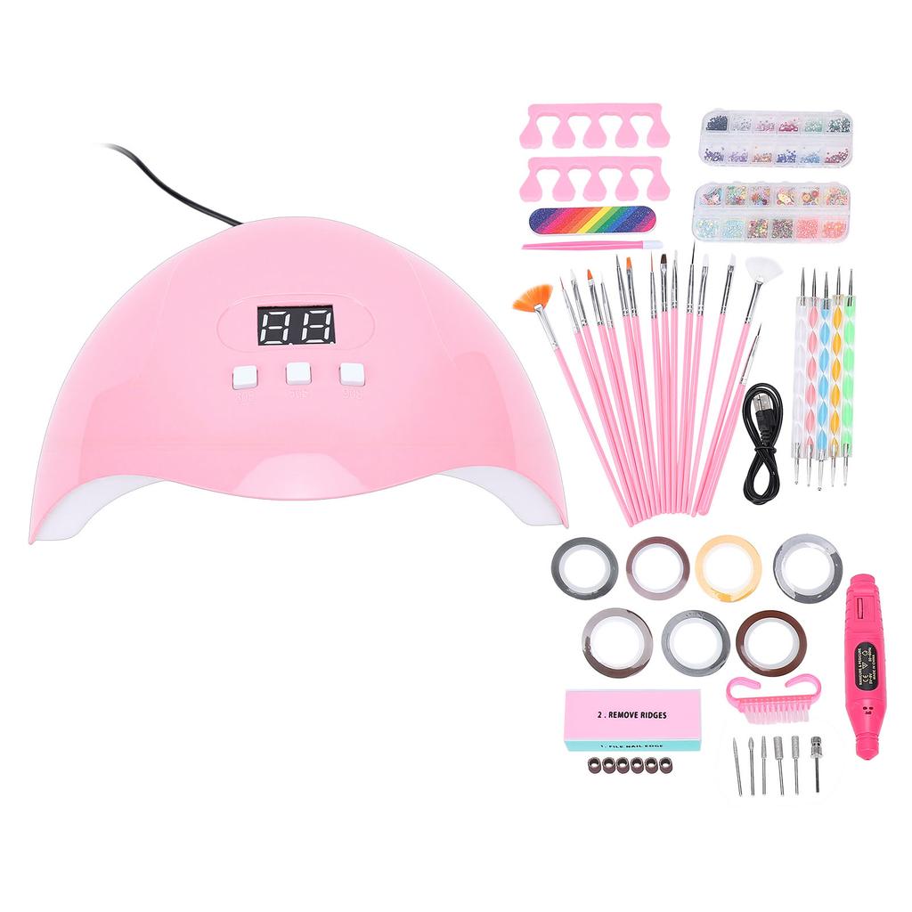 Nail Art Kit for Beginners with Nail Drill Manicure Lamp Glitter Decoration for Women Home DIY