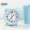 Silent Movement Desk Clock Cat Ear Alarm for Kids, Non-Ticking Metal Analog Small Clock, Battery Powered Home Office Decor Easy To Read