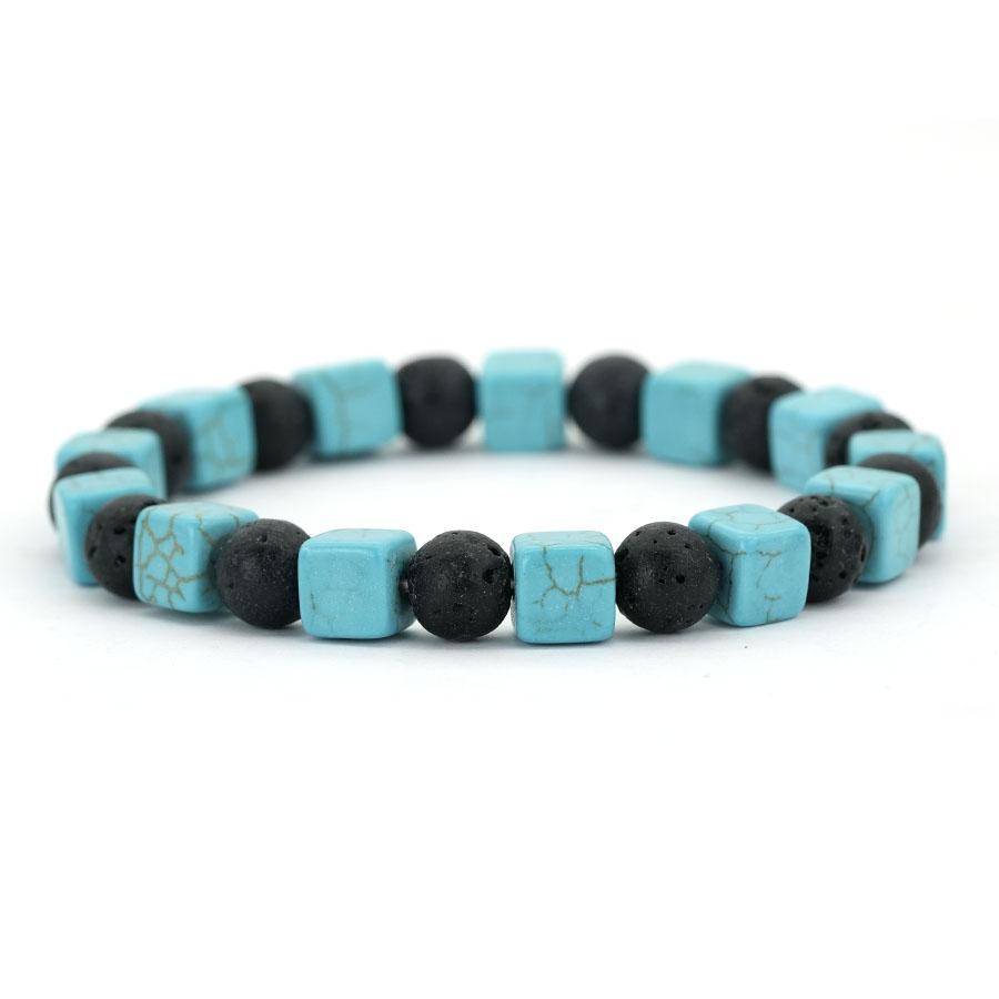 Noter Handmade Blue Bowlite Lava Obsidian Sustainable Stone Bracelet Men Women Couple Best Choice Perfect Gift Idea Beaded Joias