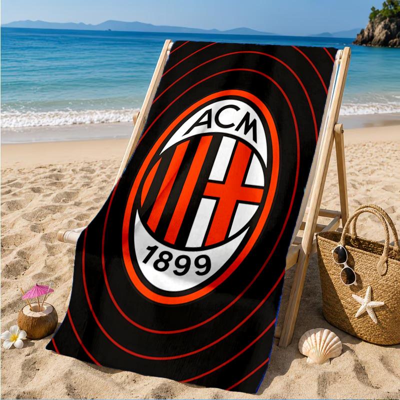 Milan Football Club Printed Microfiber Beach Towel, Soft And Absorbent, Quick-Dry, Ideal for Summer Travel, Beach Essential, Swimming Pool