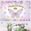 2D Flat Printing Floral Gold Crown Birthday Backdrop for Girl's Photoshoot