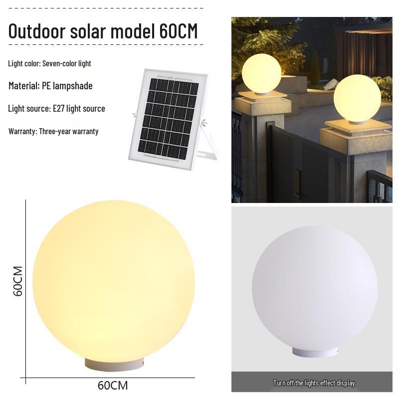 Wasserdichte Solar-Gartenpfostenleuchten - Runde Kugel für Außenpfosten und Zäune