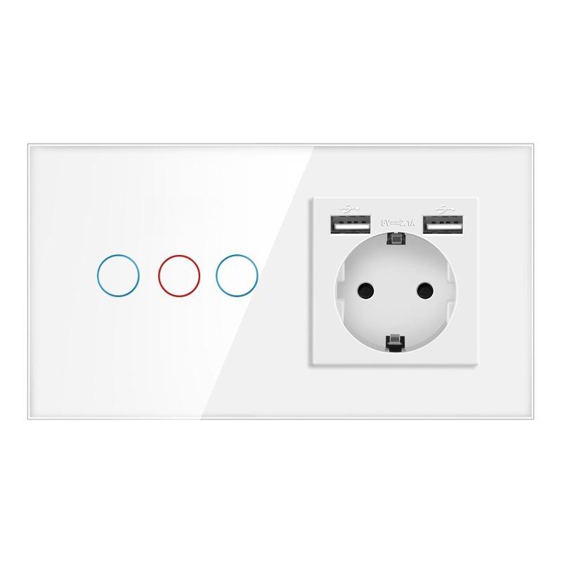 157 European Touch Switch & German Socket with Integrated Glass Panel for Homes