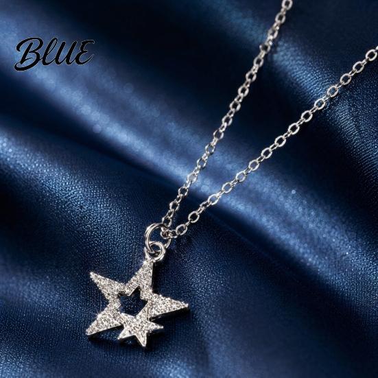 Shiny Star Pendant Five-pointed Necklace Sparkling Rhinestone Stars Adjustable Alloy
