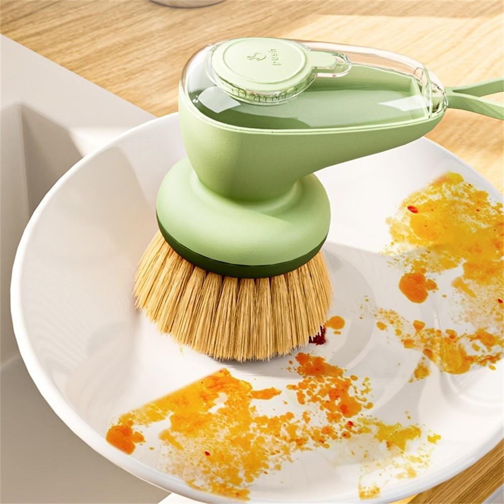 Airtight Pump Mechanism Kitchen Cleaning Brush Soap Dispensing Brush