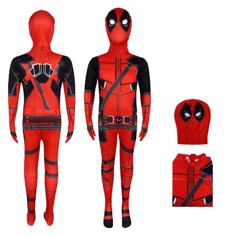 Deadpool Cosplay Jumpsuit With Polyester Spandex For Kids Halloween Party