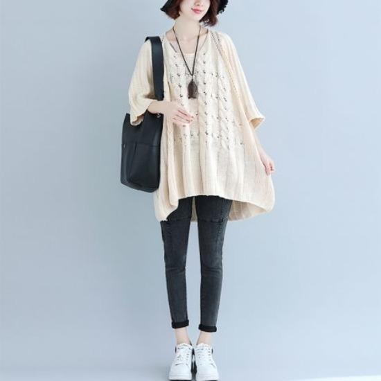Plus Size Women Autumn Sweater Oversize Loose Casual Knitted Pullover Long Sleeve Korean Style Tops