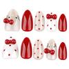 Sweet Japanese Cat Eye Press-On Nails with Cute Bow Design - Hot Selling Fake Nails