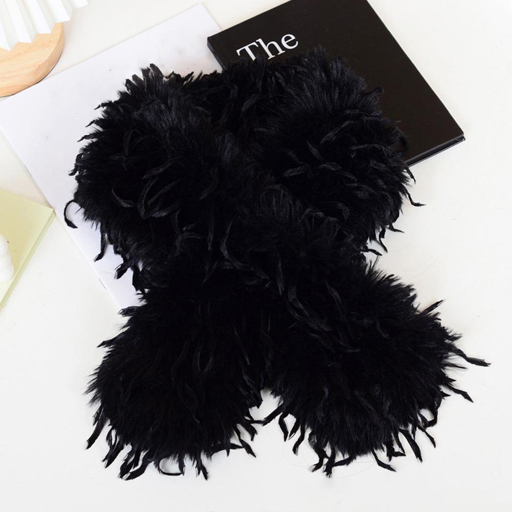 Thick Fluffy Plush Long Strip Scarf Solid color Luxury Y2K Girl Scarf 90cm/180cm Ladies Tassels Scarf for Outdoor Warm