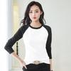 Autumn Women's Clashing Colour Round Neck Long Sleeve T-Shirt