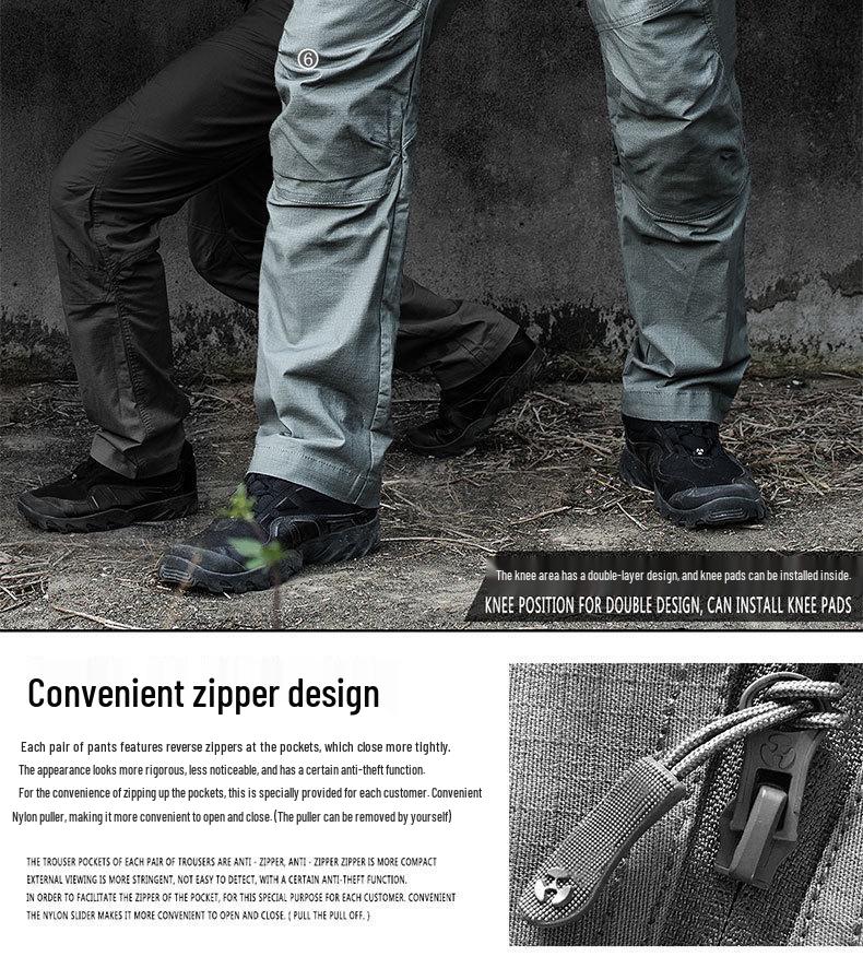 Men's Slim Fit Tactical Cargo Pants - Water-Repellent, Military-Style, for Spring/Autumn Outdoor Work and Training.