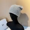High Quality Diamond-embellished Rabbit Fur Beanie Winter Warm Knit Hat With Ear Flaps