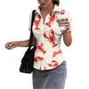 Damen Kurzarm Hemd mit Knöpfen Slim Fit Hummerdruck mit Kragen Sommer Bluse Leichtes Lässiges Oberteil für den täglichen Gebrauch