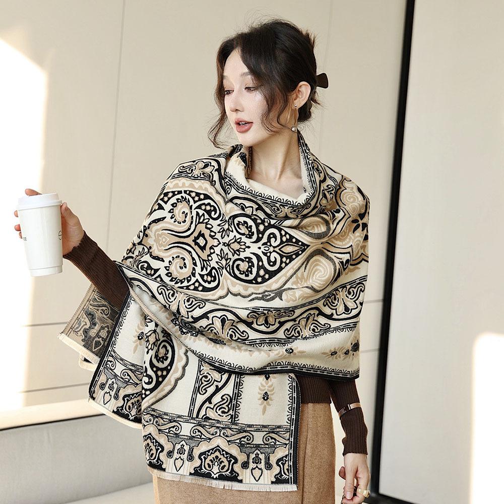Double Sided Scarf For Women, Autumn And Winter Long Style, Suitable For Both Wearing And Wearing Cloaks, With A Thick Imitation Cashmere Shawl