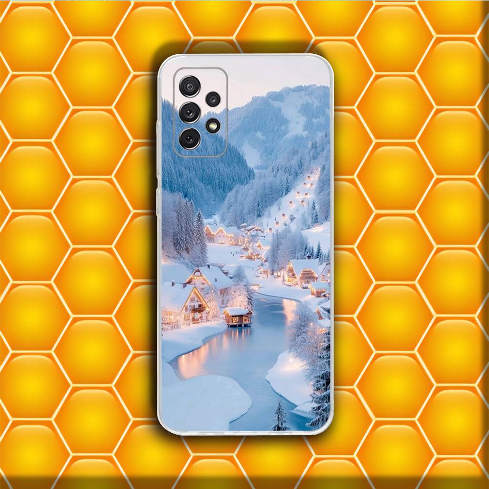 Natural Scenery Snow Mountain Phone Case Silicone For Samsung S30,23,21,22,20 FE lite,S10,9,PIus Note20ultra Soft Transparent