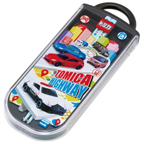 Skater Children's Lunch Box Trio Set Chopsticks Spoon Fork Kids Cutlery Antibacterial Treatment Easy To Open Sliding Type Made In Japan Tomica 25 Boys
