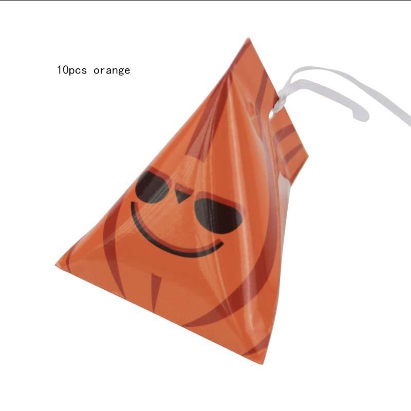 10Pcs Halloween Creative Triangle Candy Bag Halloween Multi Functional Storage Bag Cartoon Pattern Bag