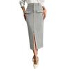 Falda Midi para Mujer Diseño Cubre Caderas de Cintura Alta Falda para Dama de Oficina Color Sólido Bajo con Abertura Trasera Falda Casual