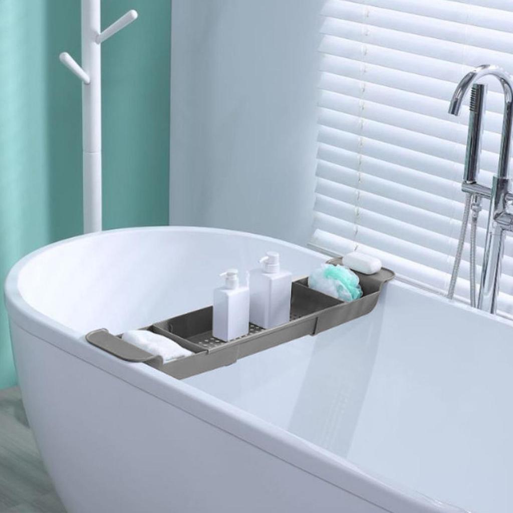 Bathtub Tray Extendable Over Bathtub Rack Quick-Drain Rack Home Spa Storage Organizer for Apartment Hostel Hotel Dorm Shower Gel