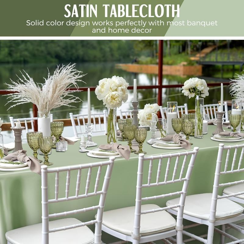 8-Pack Elegant Satin Tablecloths 259x145 Cm Rectangular Polyester Smooth Fabric Tablecloth for Party Wedding Banquets Decoration