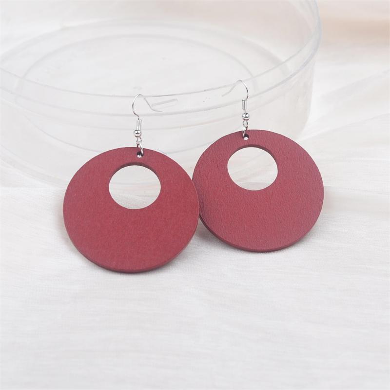 Runde Holzanhänger Damen Ohrhänger Rose Grün Schwarz Geometrisch Statement Ohrhänger für Frauen neu