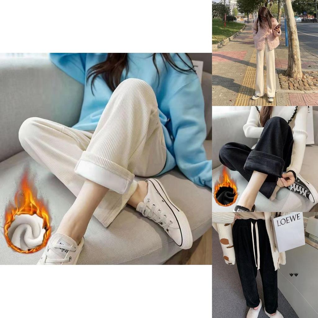 Wide Leg Pants For Women With Plush Fleece And High Waist For Autumn Winter Casual Wear