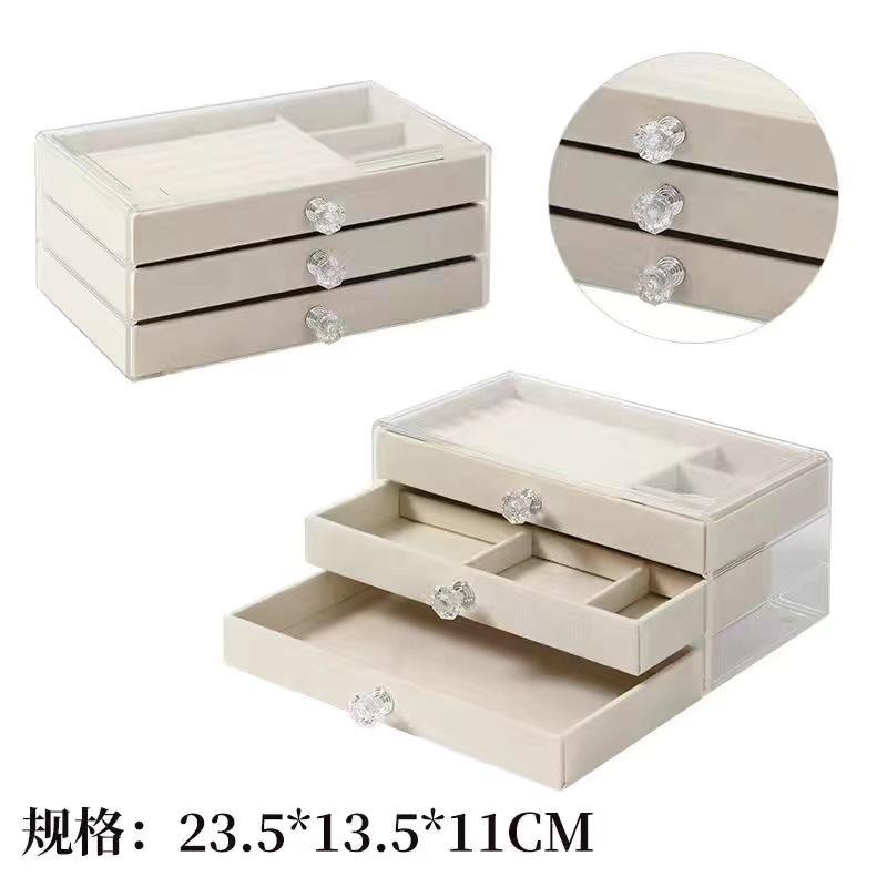 

Acrylic Jewelry Box with Drawers - Single-Layer Moisture-Proof Faux Leather Lining, Large Capacity Organizer for Earrings