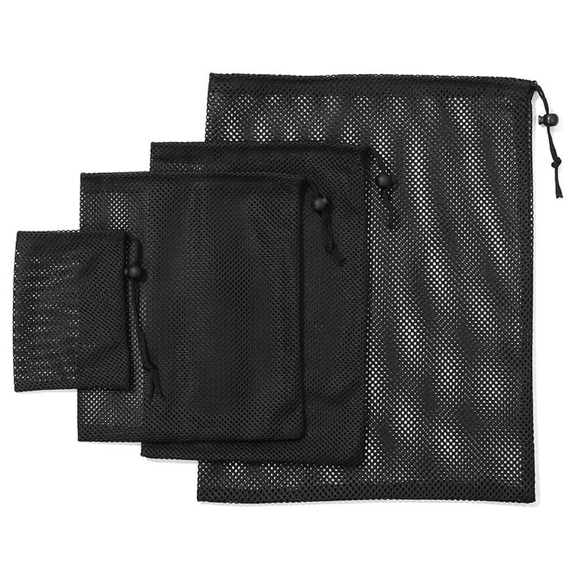 2Pcs Mesh Drawstring Storage Bag Breathable Durable Fabric Multi Purpose Home Travel For Sports Gear Swim Supplies Travel Use