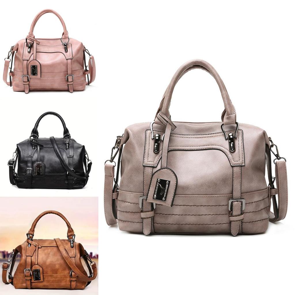 Pu Boston Tasche für Damen mit robustem Reißverschluss und Innentaschen für den täglichen Gebrauch