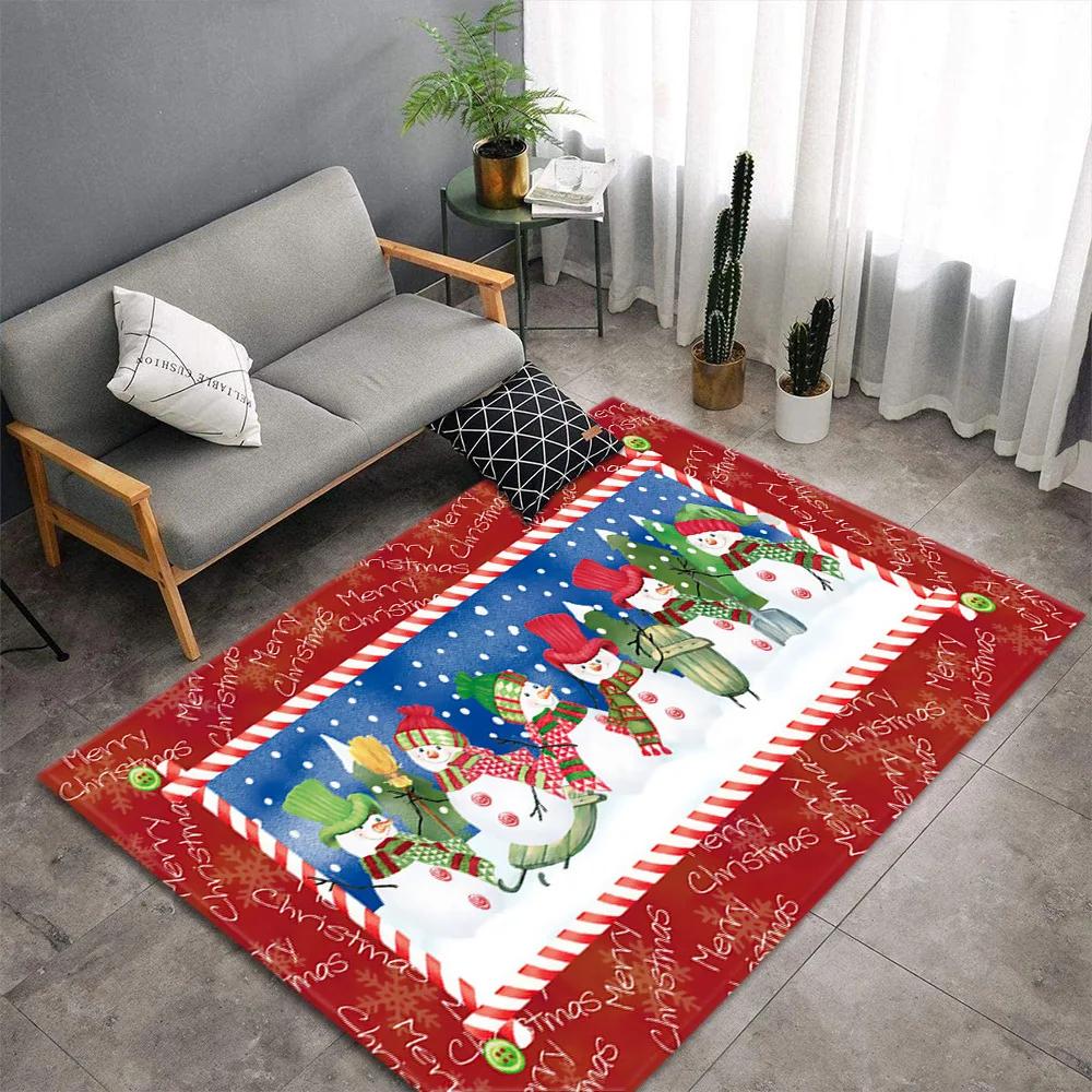 Christmas Santa Snowman Carpet for Living Room Decor Sofa Table Large Area Rugs Bedroom Bedside Floor Mat Christmas Decoration