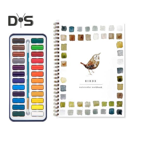 

Рабочая тетрадь по акварели 24 цвета Набор для акварельной живописи с кисточками Раскраска по воде в спиральном переплете Художественное ремесло Подарки для начинающих 24 colours