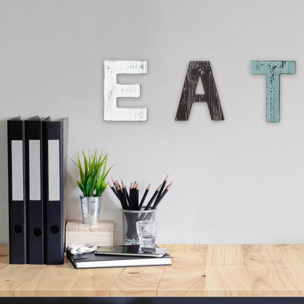 Christmas Wooden Hanging Rustic Multicolor Cutout Wooden EAT Letters Wall Mounted Decorative Signs