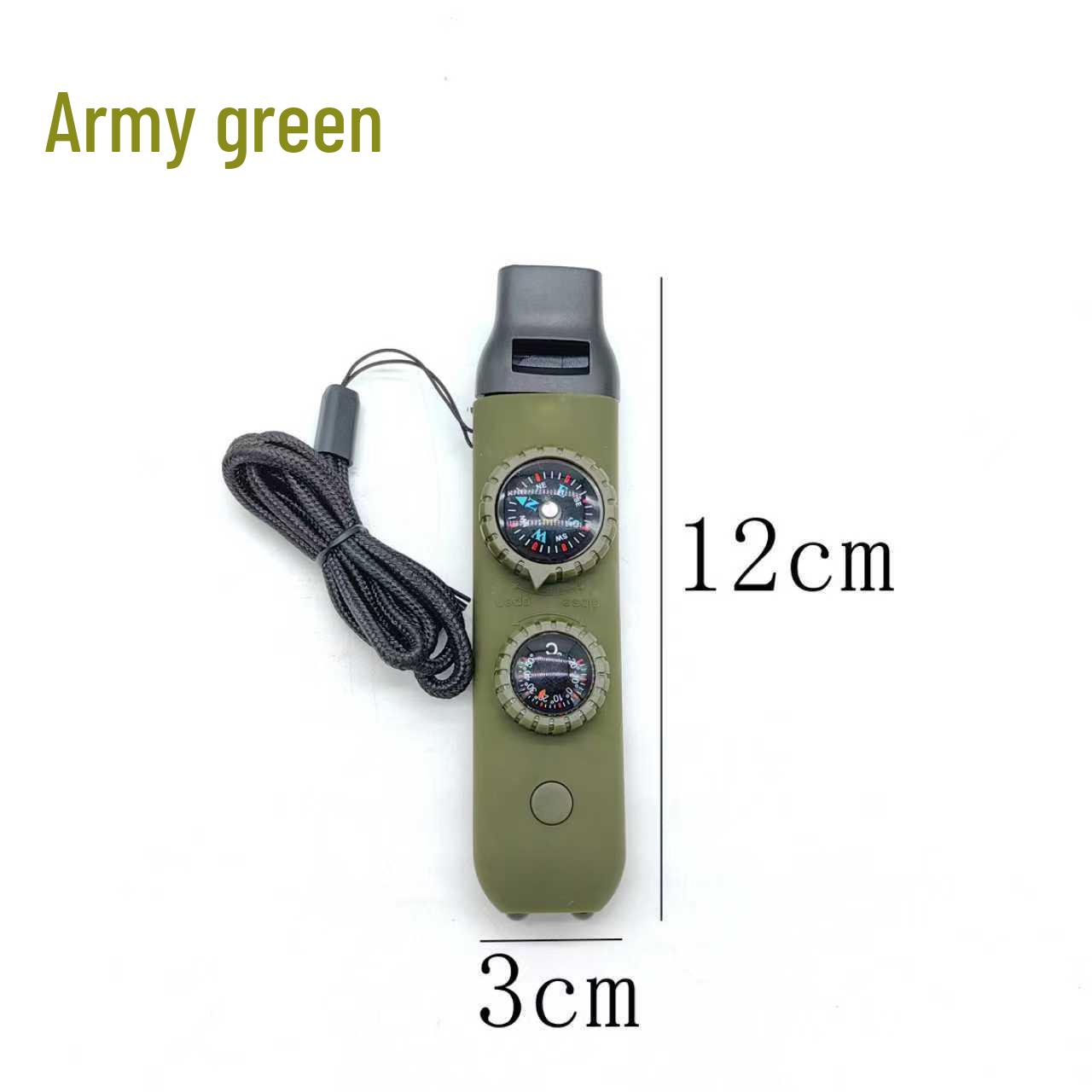 Outdoor Multi-functional Survival Whistle with LED, Thermometer, and Compass