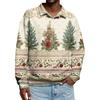 Men's Casual Christmas Print Button Long Sleeve Shirt