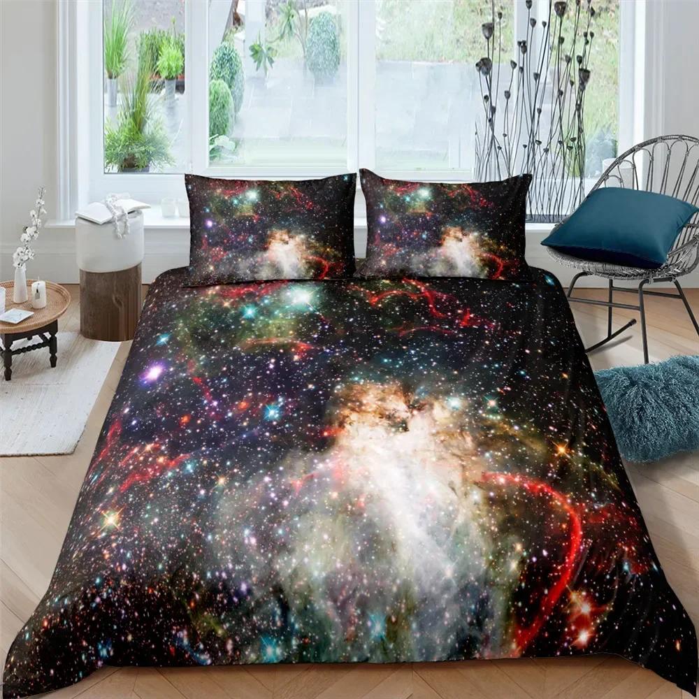 Cosmic Milky Way Comfortable Duvet Quilt Cover Pillowcase Bedding Set Children Bedroom Decoration Home Textile