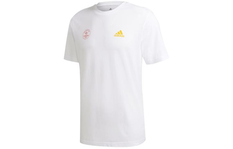

Adidas T Shirts Men s White Crew Neck Moderate Straight Fit GE4667 S