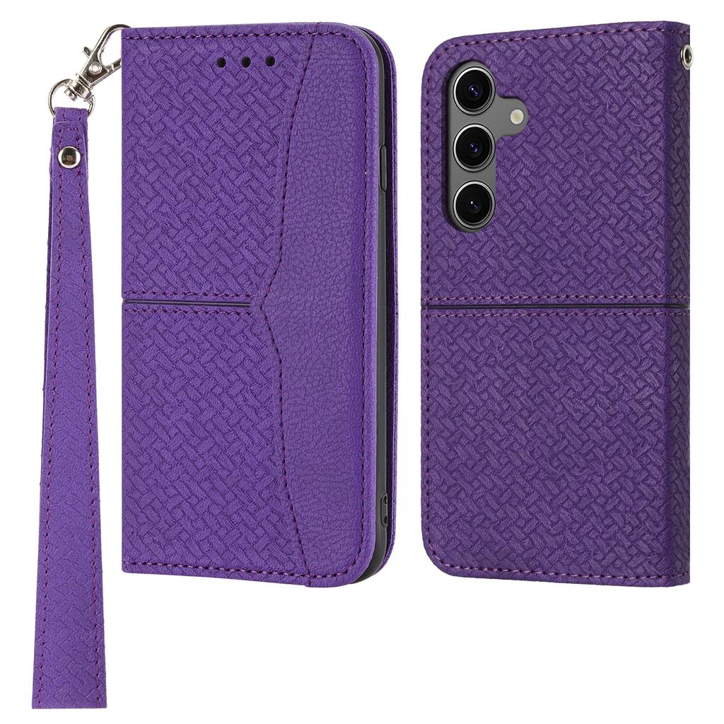 For Samsung Galaxy S25 Case Woven Texture PU Leather Wallet Phone Cover