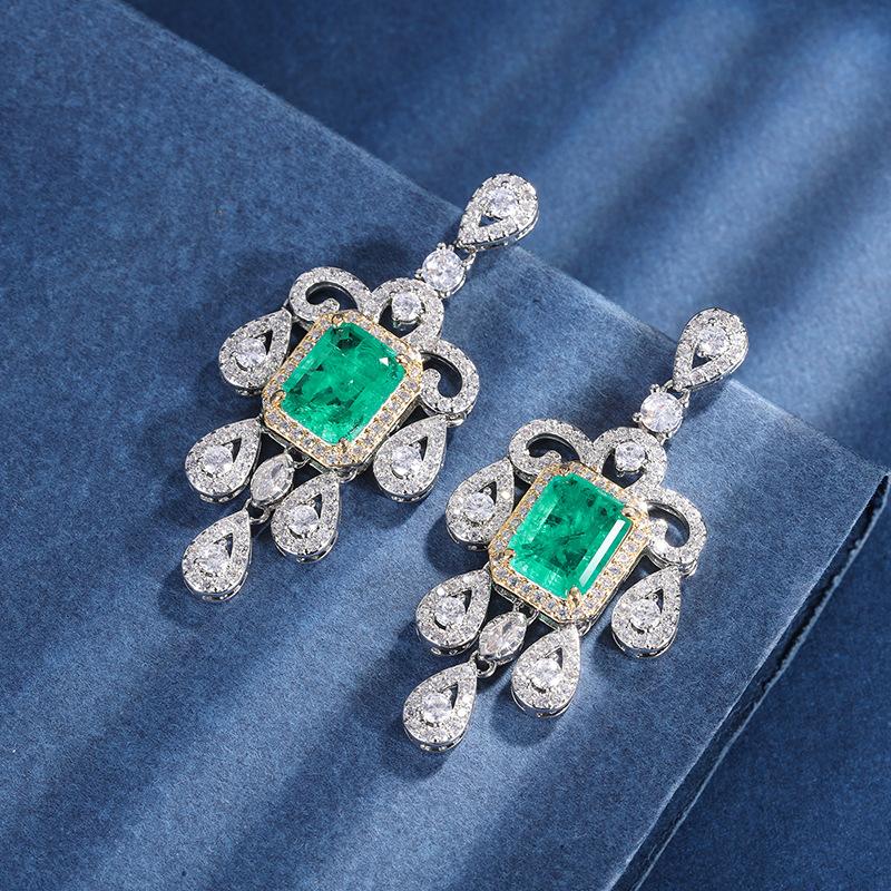 Jewelry Copper Bottom Gold-Plated Simulation Emerald Love Creative Fringe Diamond Set Main Stone 10 * 12 8 * 10