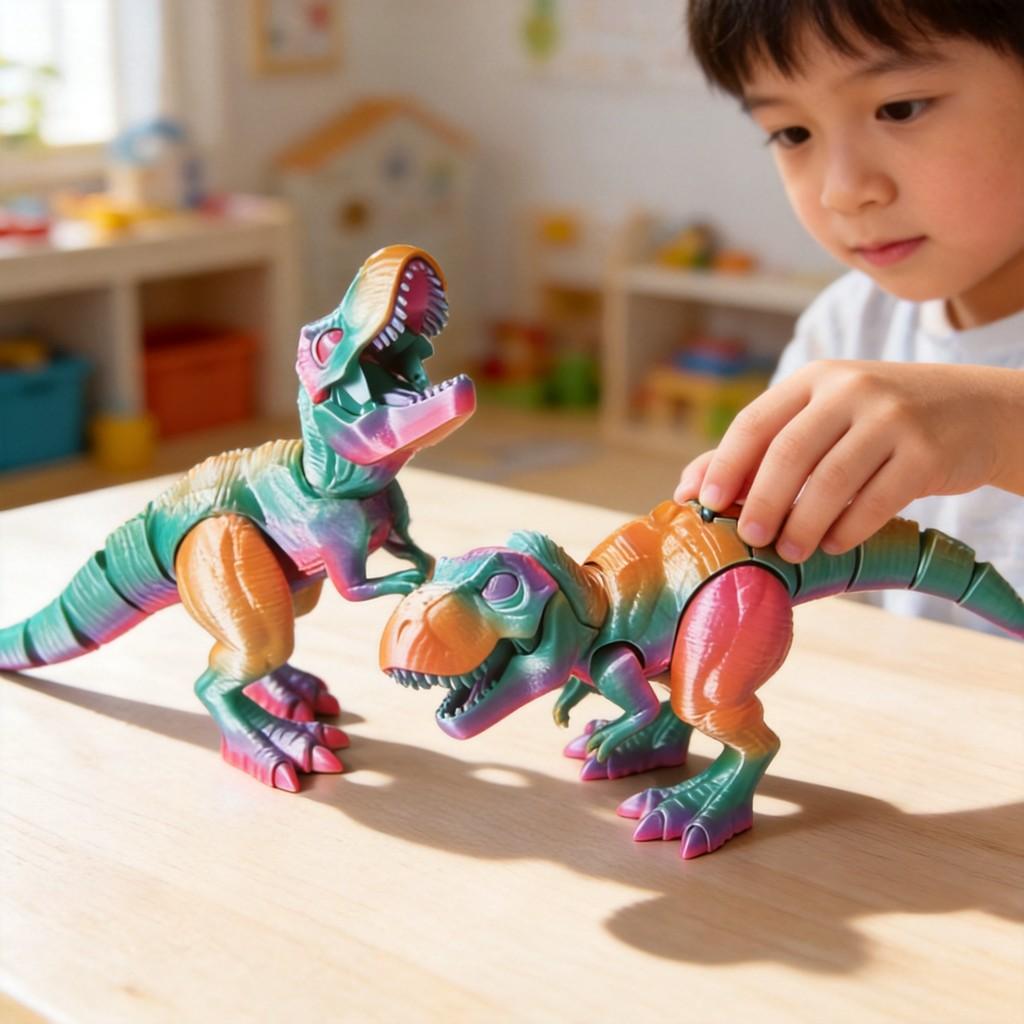 Dinosaur Figurine Collectible Art Toy With Multicolor Adjustable Joints For Kids And Giftgiving
