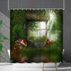 Bathroom Waterproof Curtain Digital Printing Plant Mushroom Shower Curtain Non-Punching Toilet Partition Curtain Shower Cloth