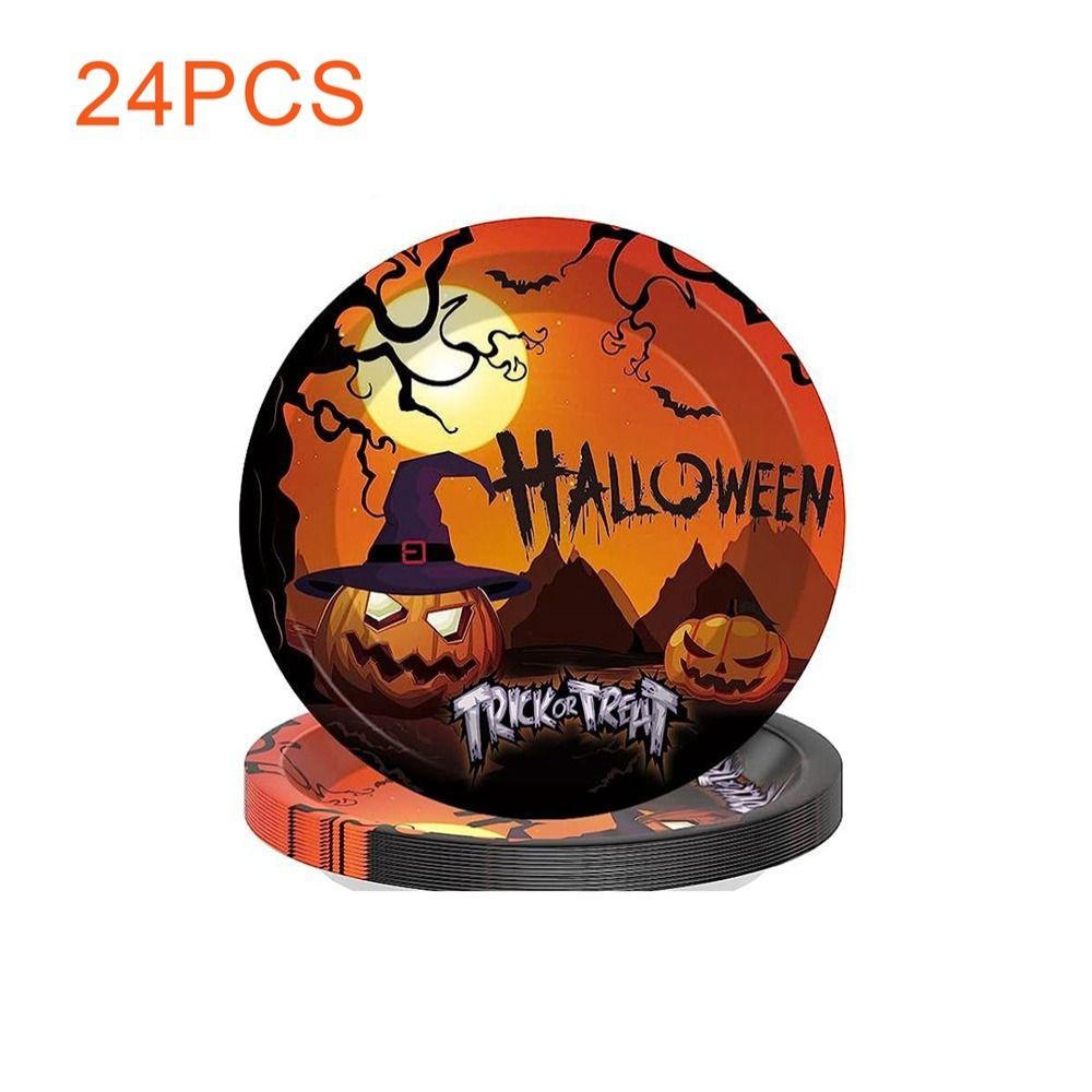 Knife fork spoon Halloween Disposable Tableware Pumpkin Napkins Cartoon Paper Plates  Halloween