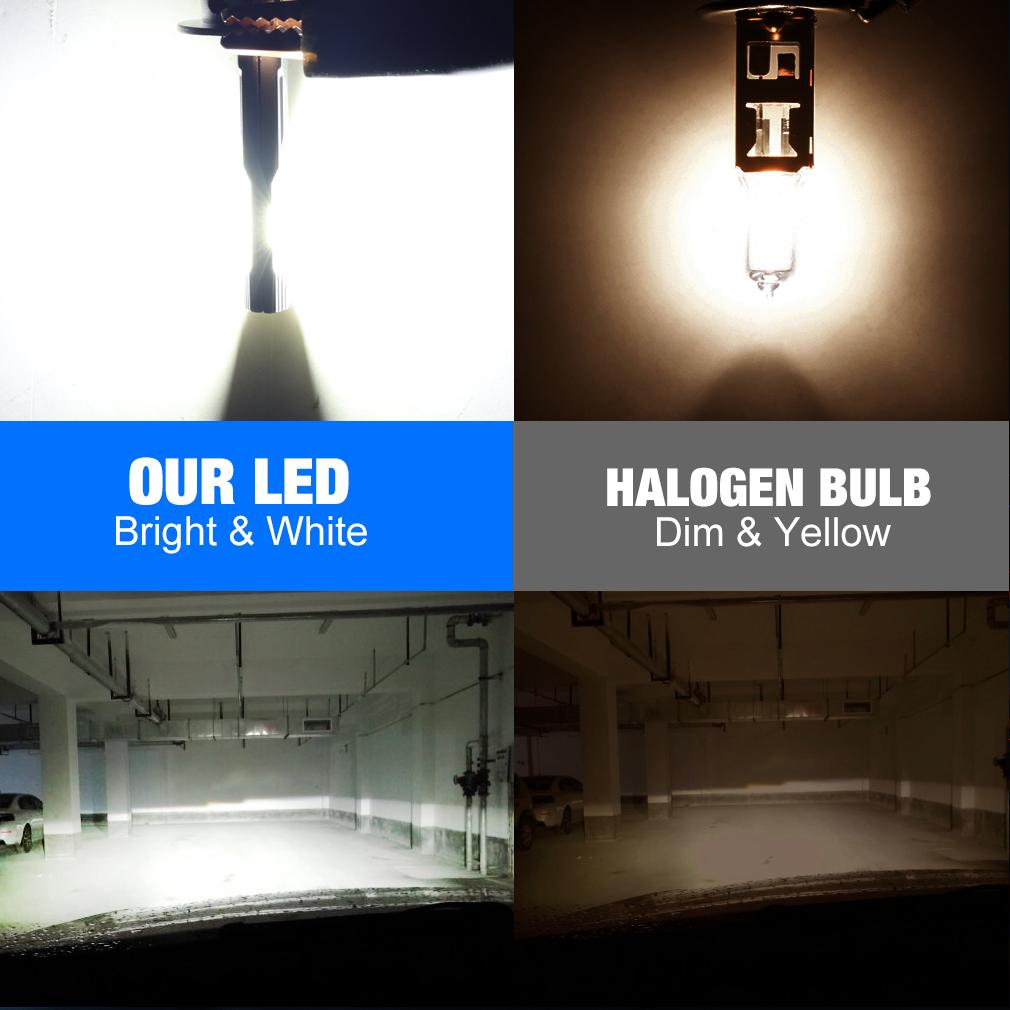 2 stk H1 H3 LED-frontlyspærer Turbolamper Mini 20000LM 50W 16 Kjerne CSP-brikker Supersterke Bil Tåkelys 12V 6500K Hvit Bil Frontlykt