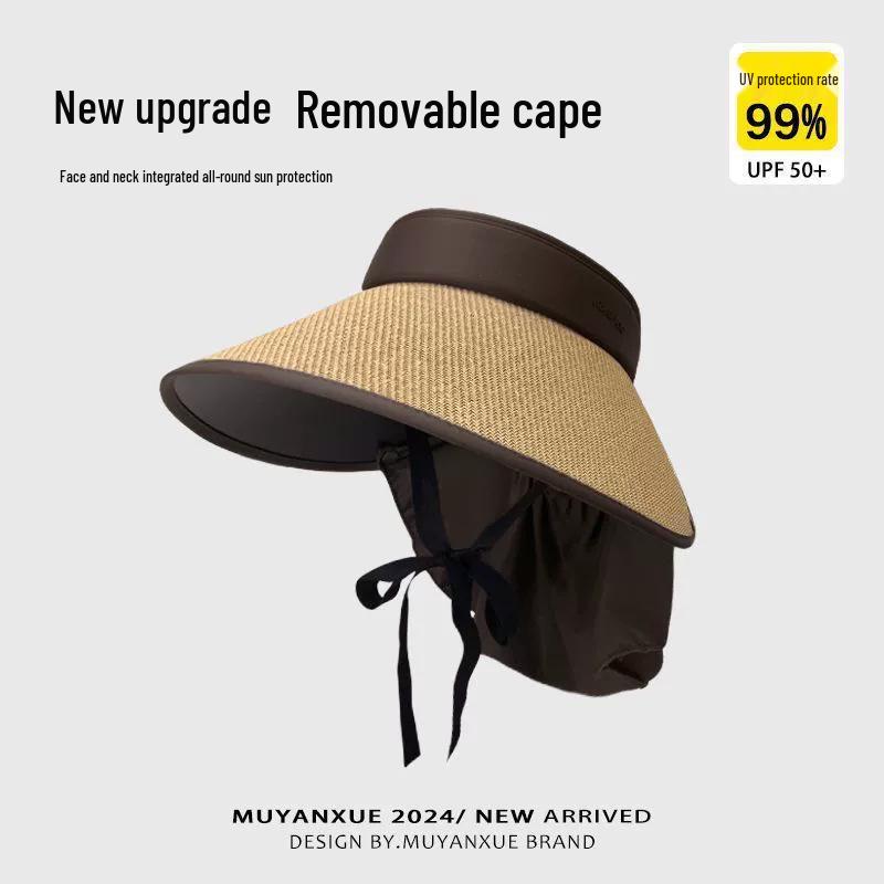 Women's Anti-UV Sun Hat: Large Brim, Cycling-Ready, Open Top, Neck Protection