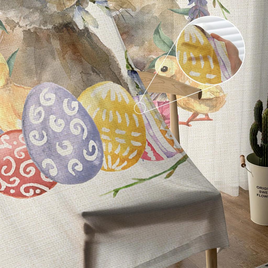 Osterhasen-Ei-Blumen-Tüllvorhänge für Wohnzimmer, Schlafzimmer, Voile, transparenter Vorhang, Fenster, Heimdekoration, Vorhänge