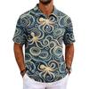 Men's Polo Shirt Short Sleeve Relaxed Fit Casual Top with Hawaiian Style Print and Lightweight Fabric for Daily Wear