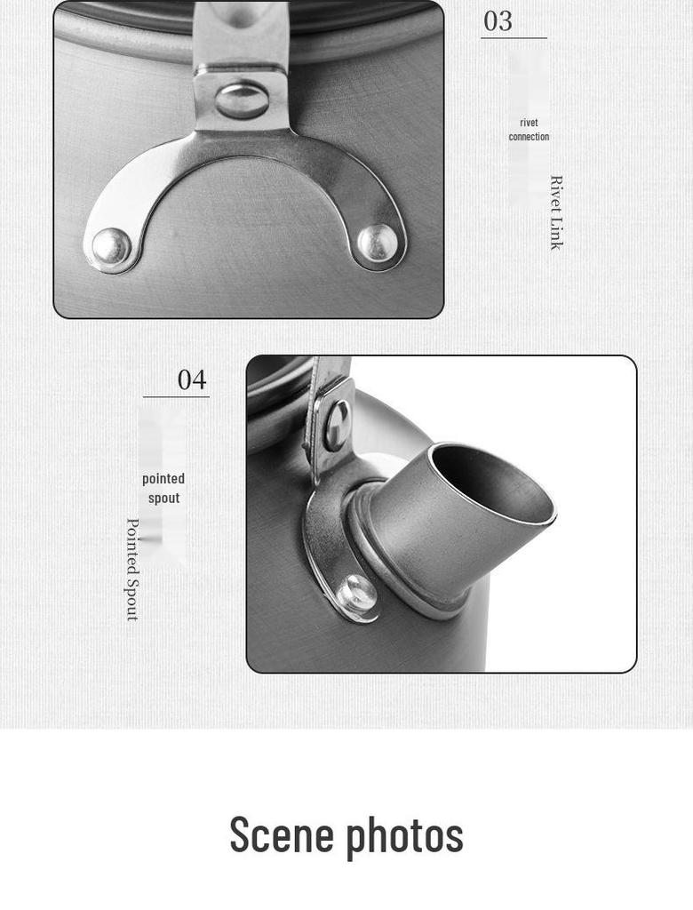Large Capacity Outdoor Ultra-Light Aluminum Teapot Kettle, Portable 1.8L Camping Coffee Pot