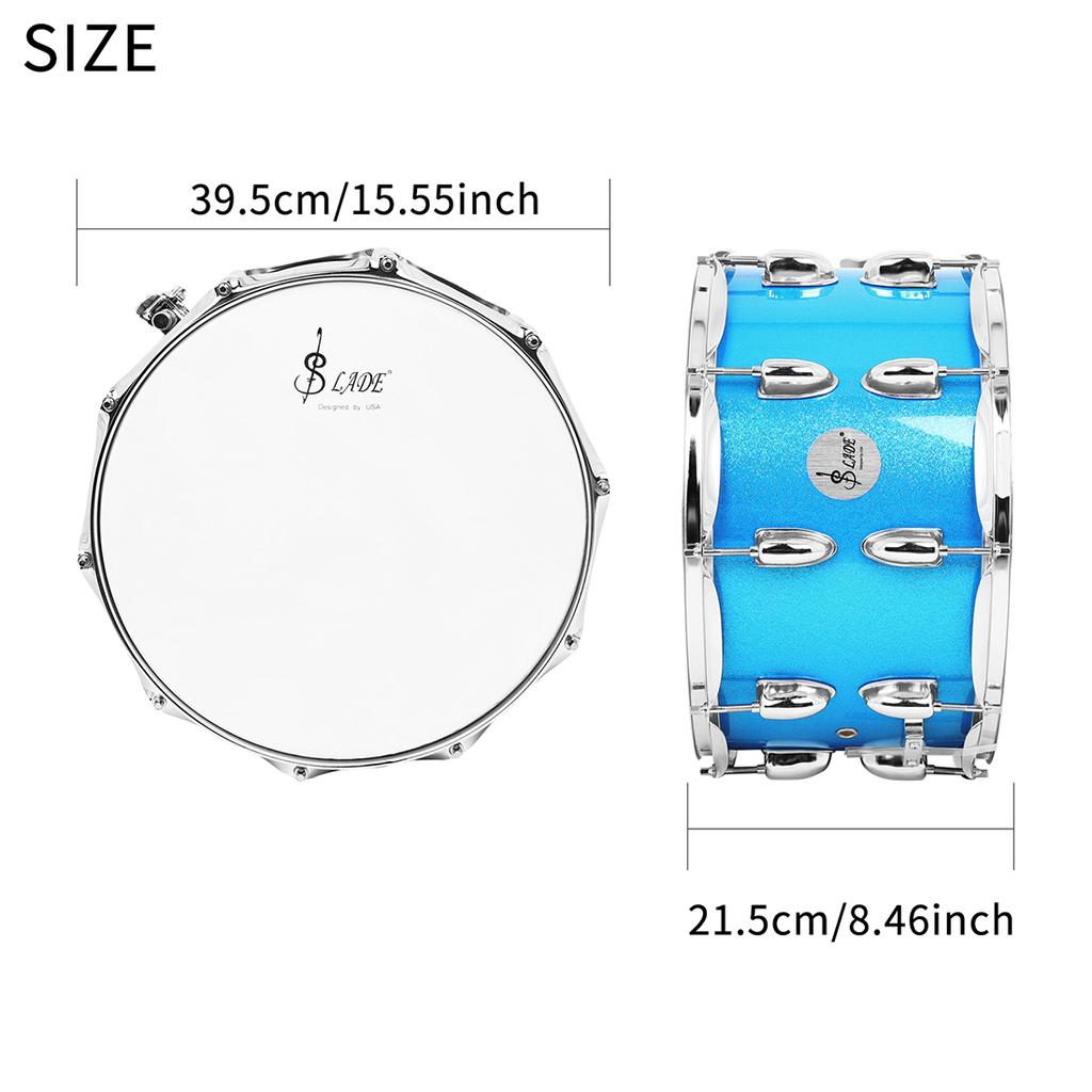 SLADE Snare Drum Set 14x8 Inch Percussion Instrument Drum Set with Drumsticks Shoulder Strap Drum Key for Students Beginner