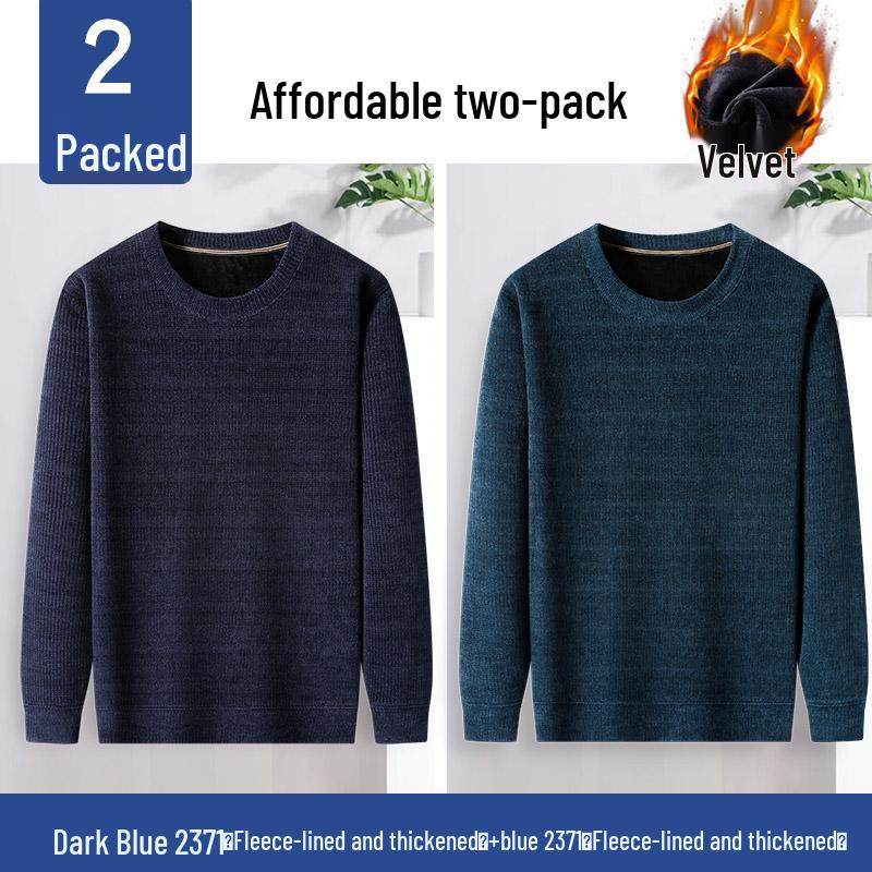 Men's Chenille Velvet-Lined Warm Sweater for Dad and Grandpa – Autumn/Winter